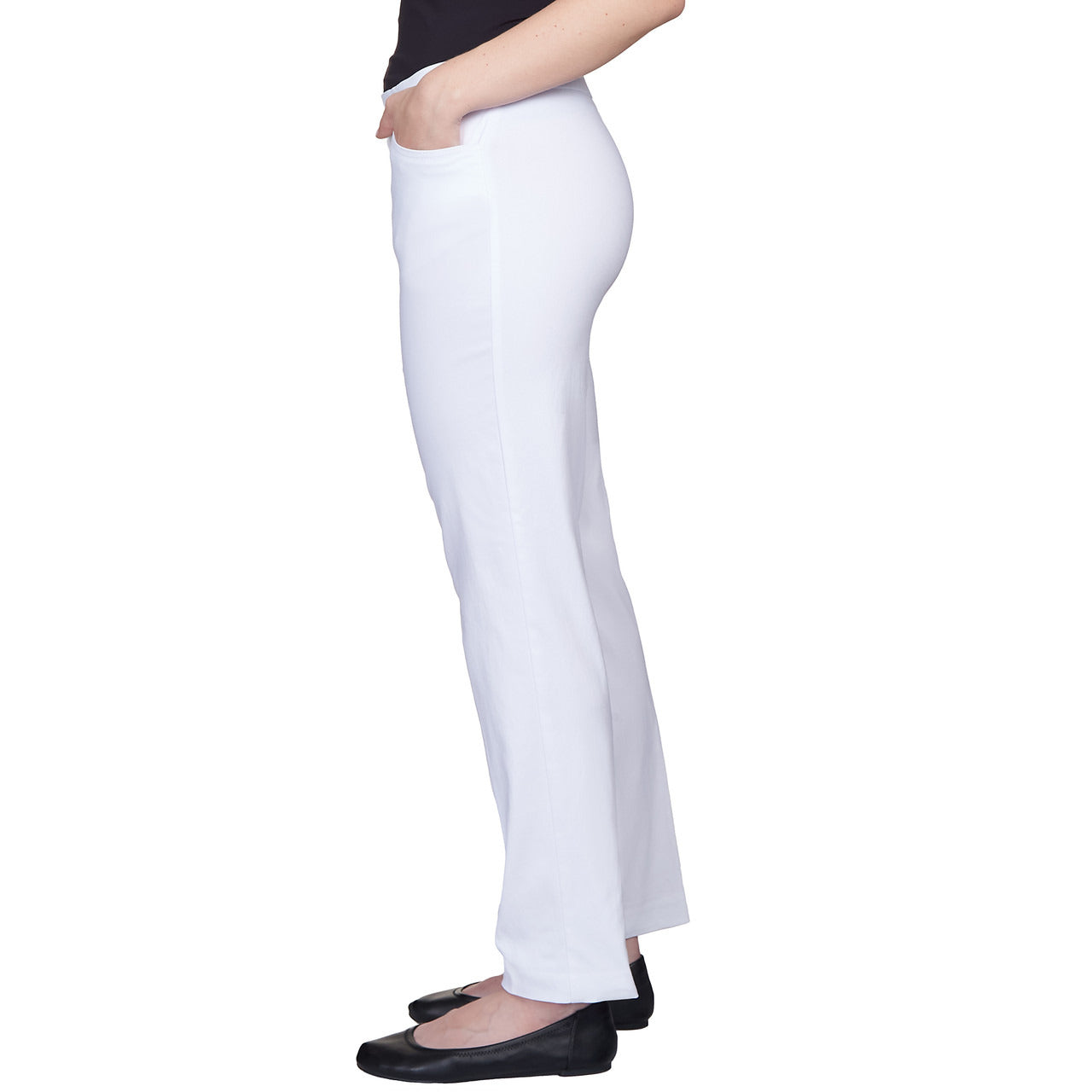 Alfred Dunner Women's Classics Allure Stretch Average Length Pant - WHITE