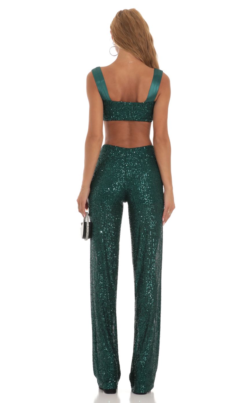 Lucy In The Sky Sequin Two Piece Set in Green