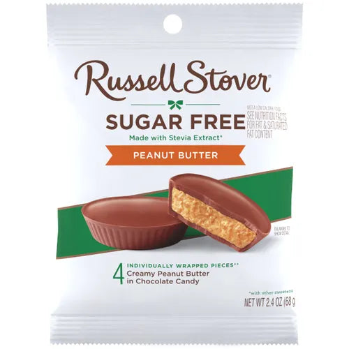 Russell Stover Chocolates Sugar Free Peanut Butter Cups Candies, 2.4 oz bag