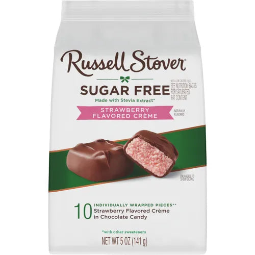 Russell Stover Chocolates Sugar Free Strawberry Crème Mini Chocolate Candies, 5 oz bag