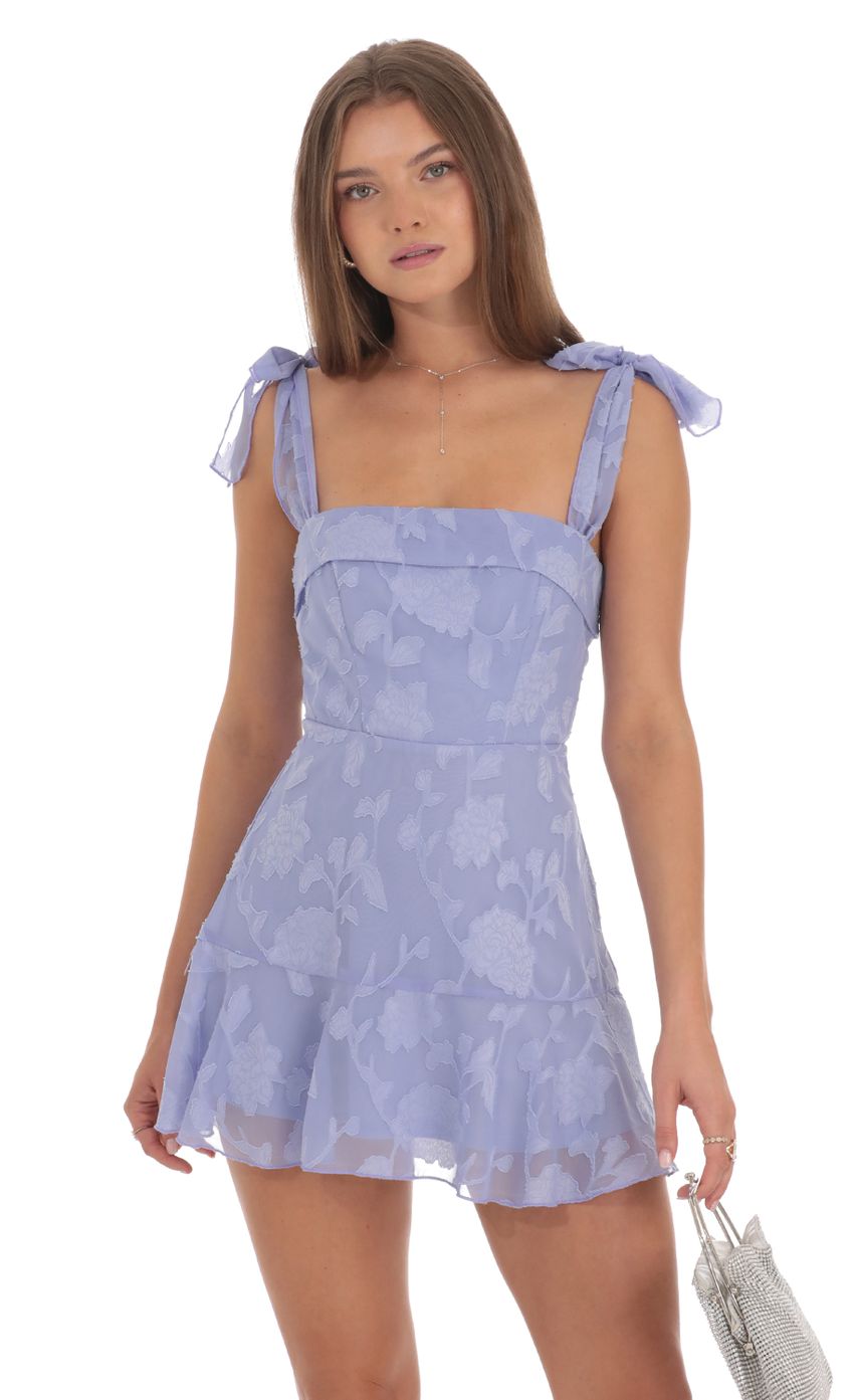 Lucy In The Sky Textured Floral A-line Dress in Periwinkle