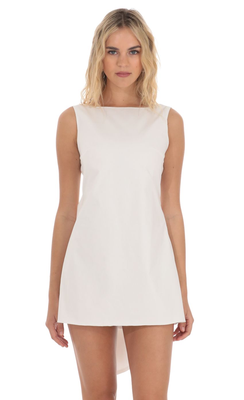 Lucy In The Sky High Neck Back Bow Dress in White