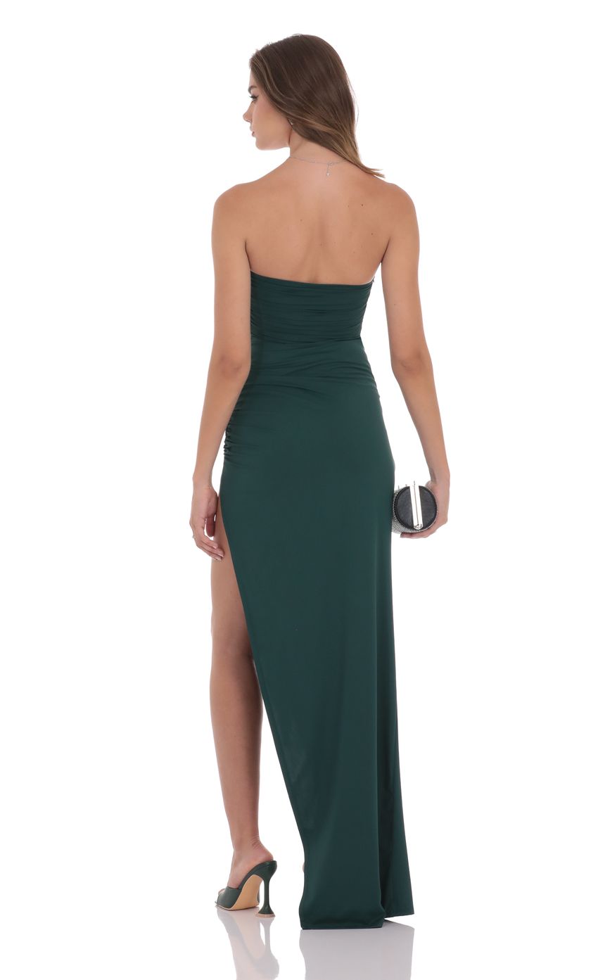 Lucy In The Sky Corset Strapless Maxi Dress in Green