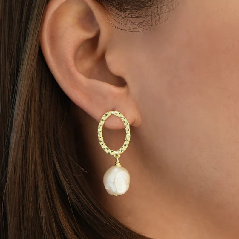 ARGENTO VIVO THE HAMMERED PEARL DROP EARRING