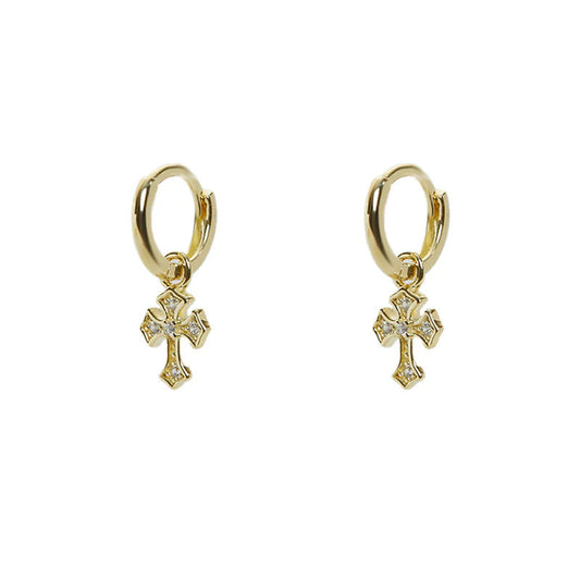 ARGENTO VIVO THE CZ CROSS HUGGIE HOOP