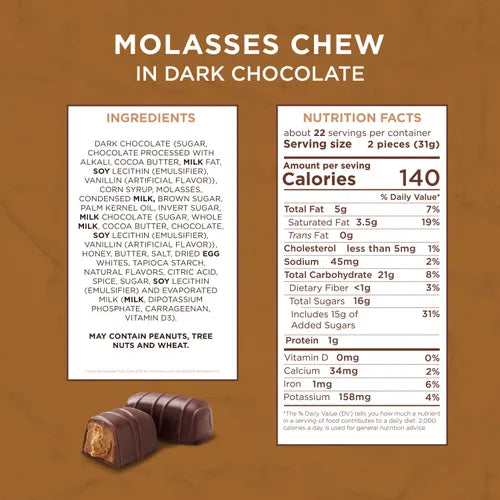 Russell Stover Chocolates Dark Chocolate Molasses Chews, 24 oz.