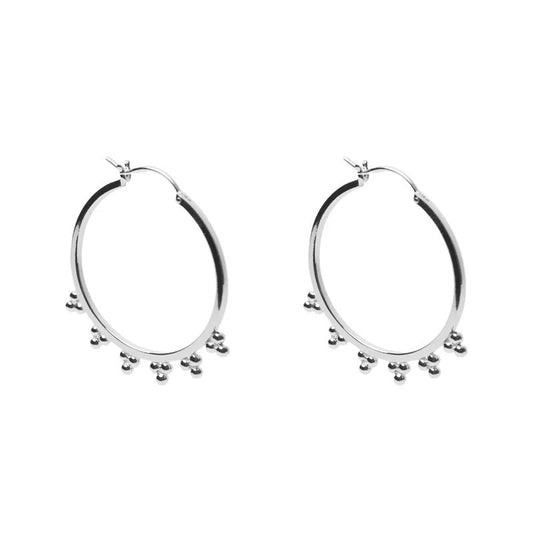 ARGENTO VIVO THE BAILEY LARGE ROUND BEADED HOOP