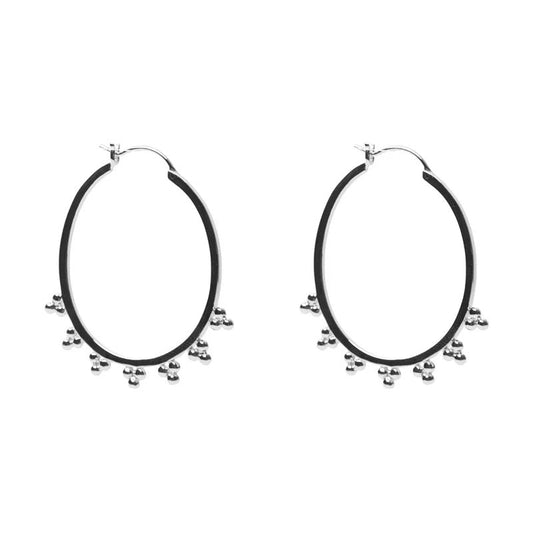 ARGENTO VIVO THE BAILEY LARGE OVAL BEADED HOOP