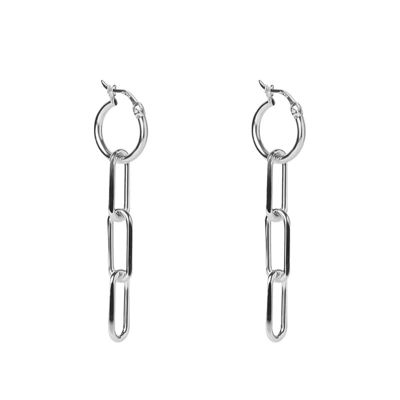 ARGENTO VIVO THE CLIP CHAIN DROP HOOP