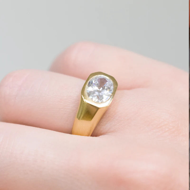 ARGENTO VIVO THE OVAL CZ BEZEL RING