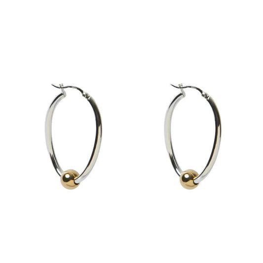 ARGENTO VIVO THE TWO TONED OVAL BALL HOOPS