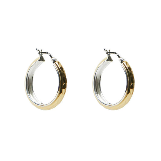 ARGENTO VIVO THE TWO TONE DIAMOND CUT HOOP