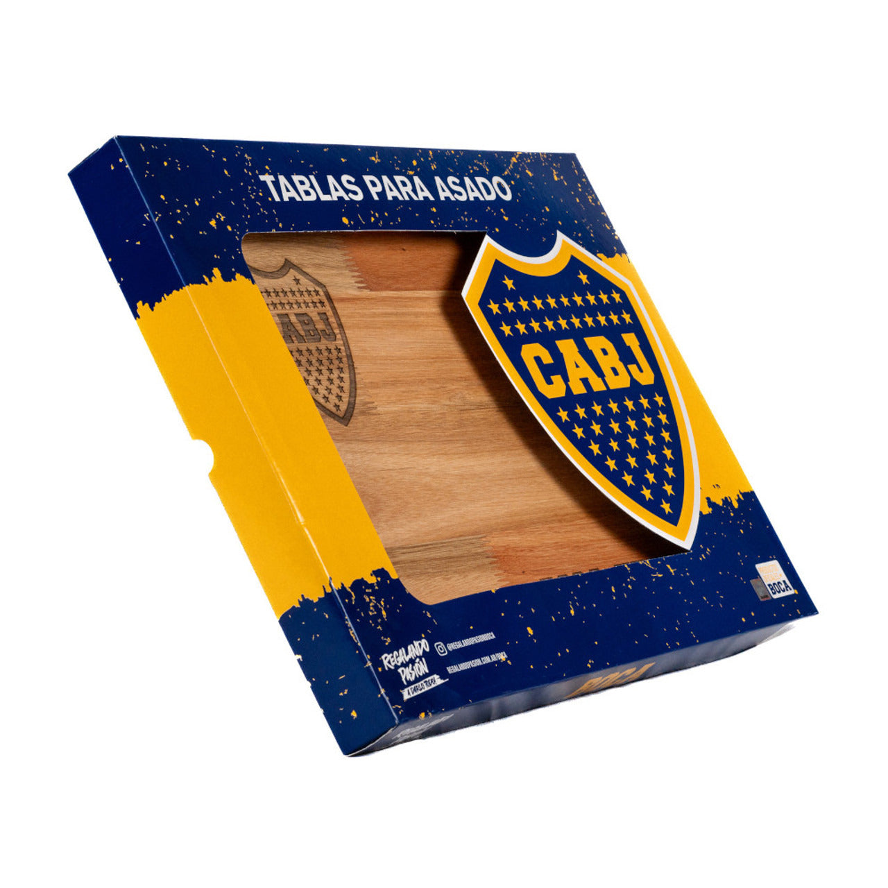 Pampa Direct Medium BBQ Board with Laser Engraved Boca Juniors Crest - Eucalyptus by Regalando Pasión, 34 cm x 47 cm / 13.39" x 18.50"