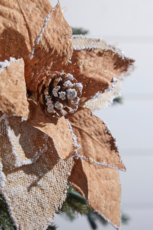 Decorator's Warehouse 22” x 14” Cork Burlap Poinsettia Stem