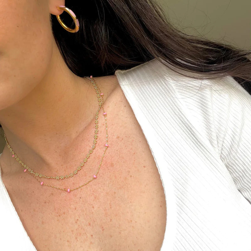 ARGENTO VIVO THE PINK BALL CHAIN NECKLACE
