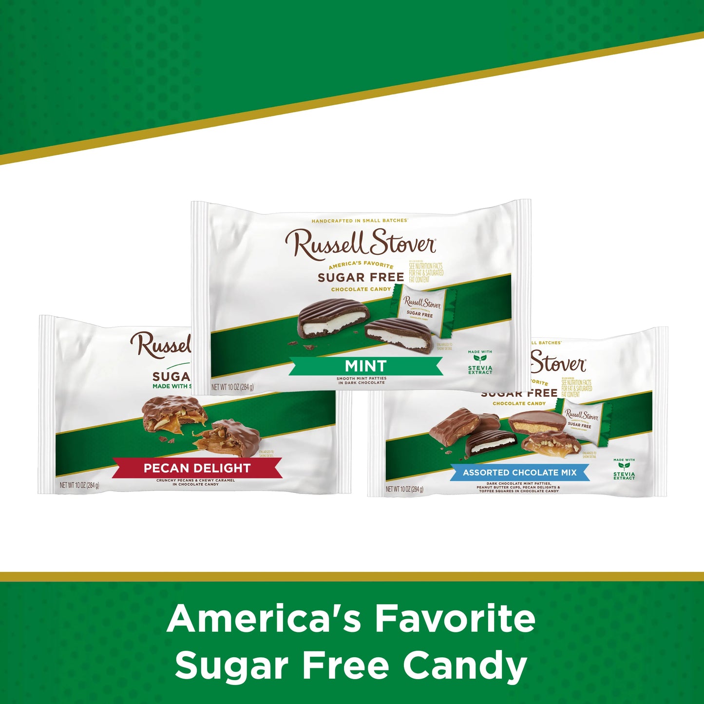Russell Stover Chocolates Sugar Free Dark Chocolate Candy Mint Patties, 10 oz. Bag