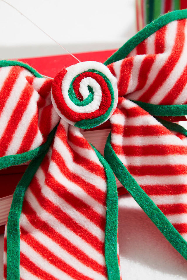 Decorator's Warehouse 11” x 9” Stripe Bow Ornament