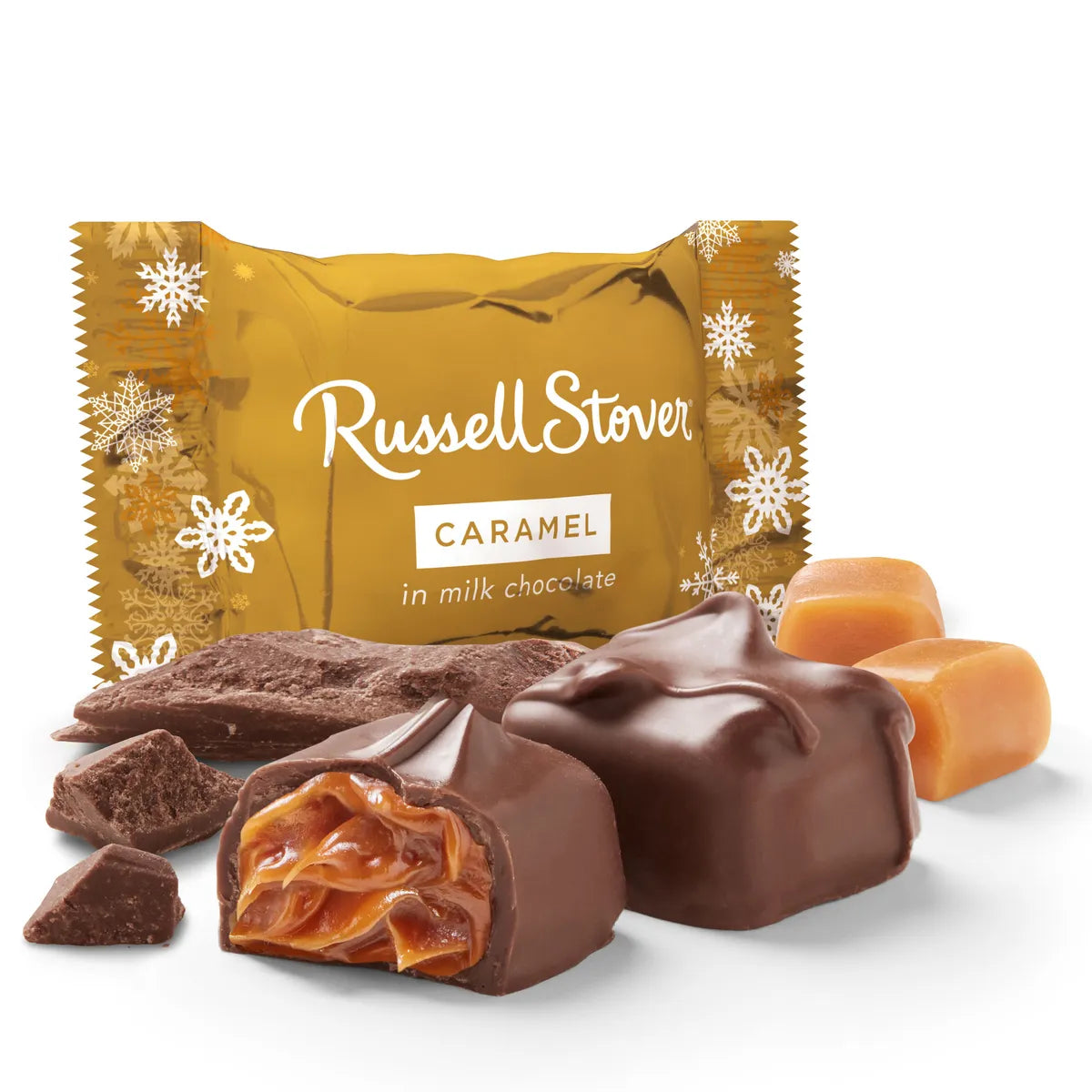 Russell Stover Chocolates Milk Chocolate Caramel in Winter Wrap, Bag, 24 oz.