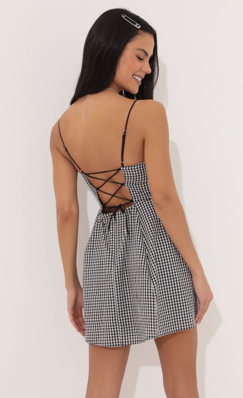 Lucy in the Sky A-line dress in Black and White Checkered
