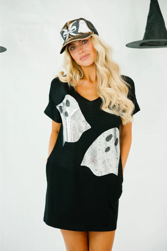 Judith March BOO! GHOST BLACK T-SHIRT DRESS