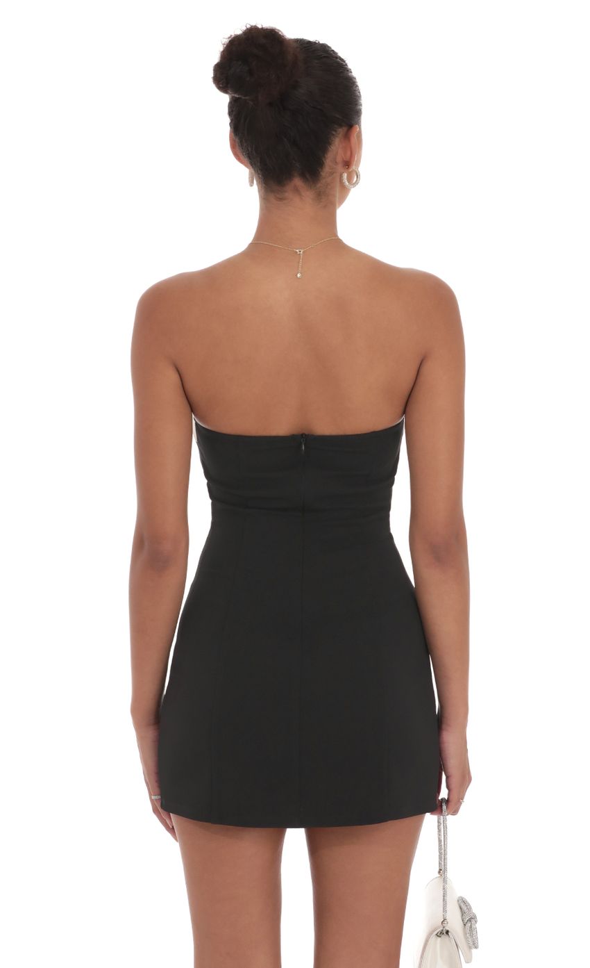 Lucy In The Sky White Trim Strapless Dress in Black