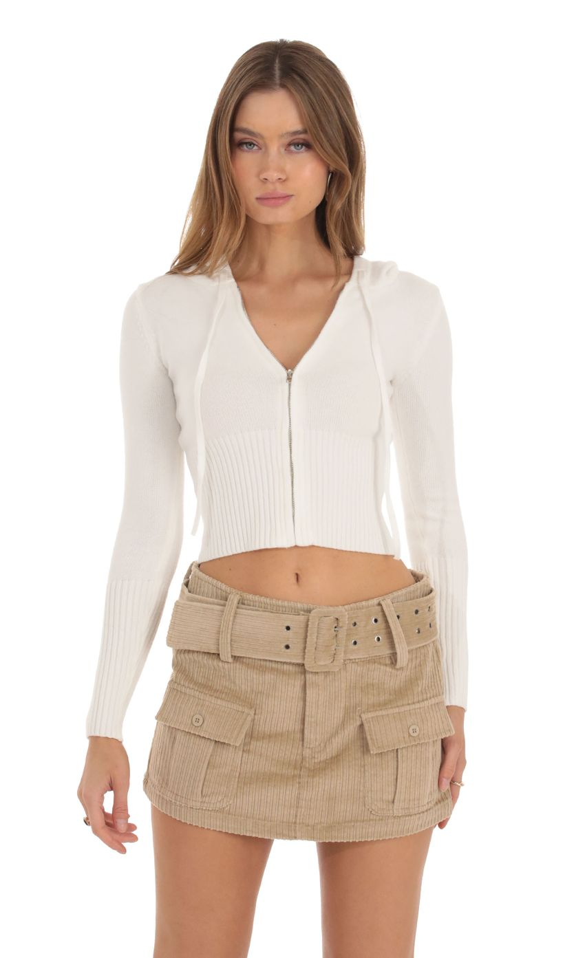 Lucy in the Sky Corduroy Cargo Buckle Skirt in Brown