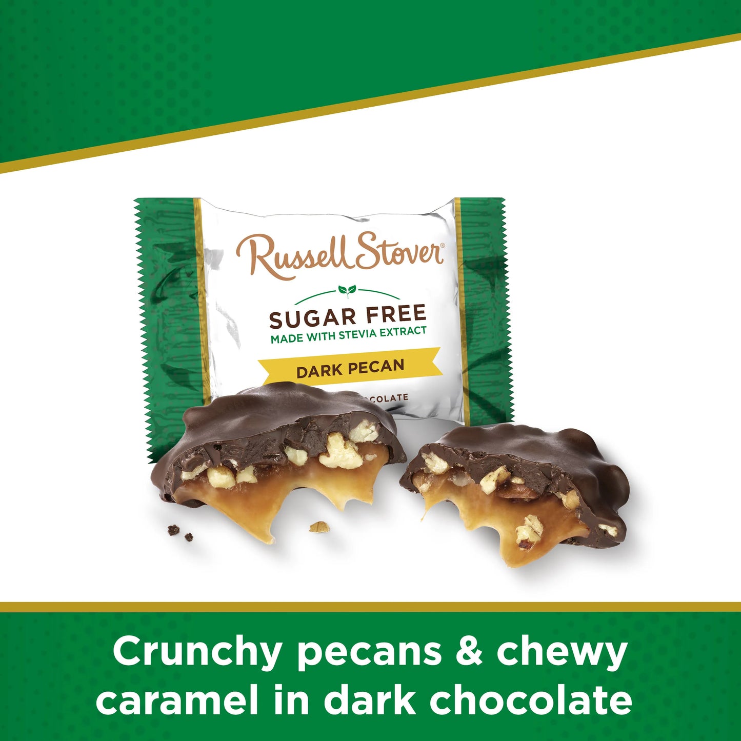 Russell Stover Chocolates Sugar Free Dark Chocolate Candy Pecan Delight, 10 oz. Bag