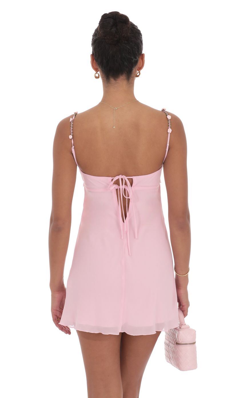 Lucy In The Sky Floral Strap Babydoll Dress in Pink