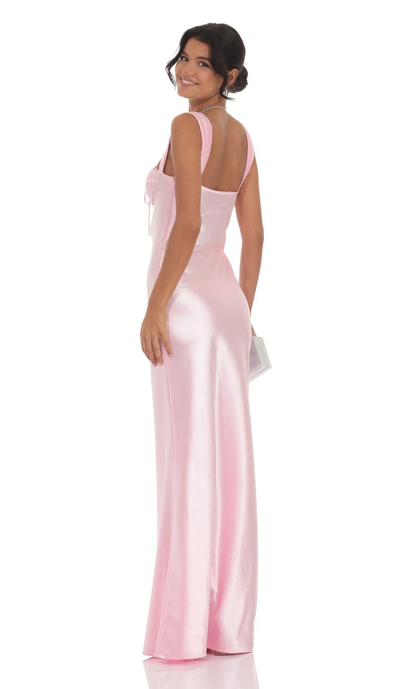 Lucy in the Sky Satin Lace-Bust Dress