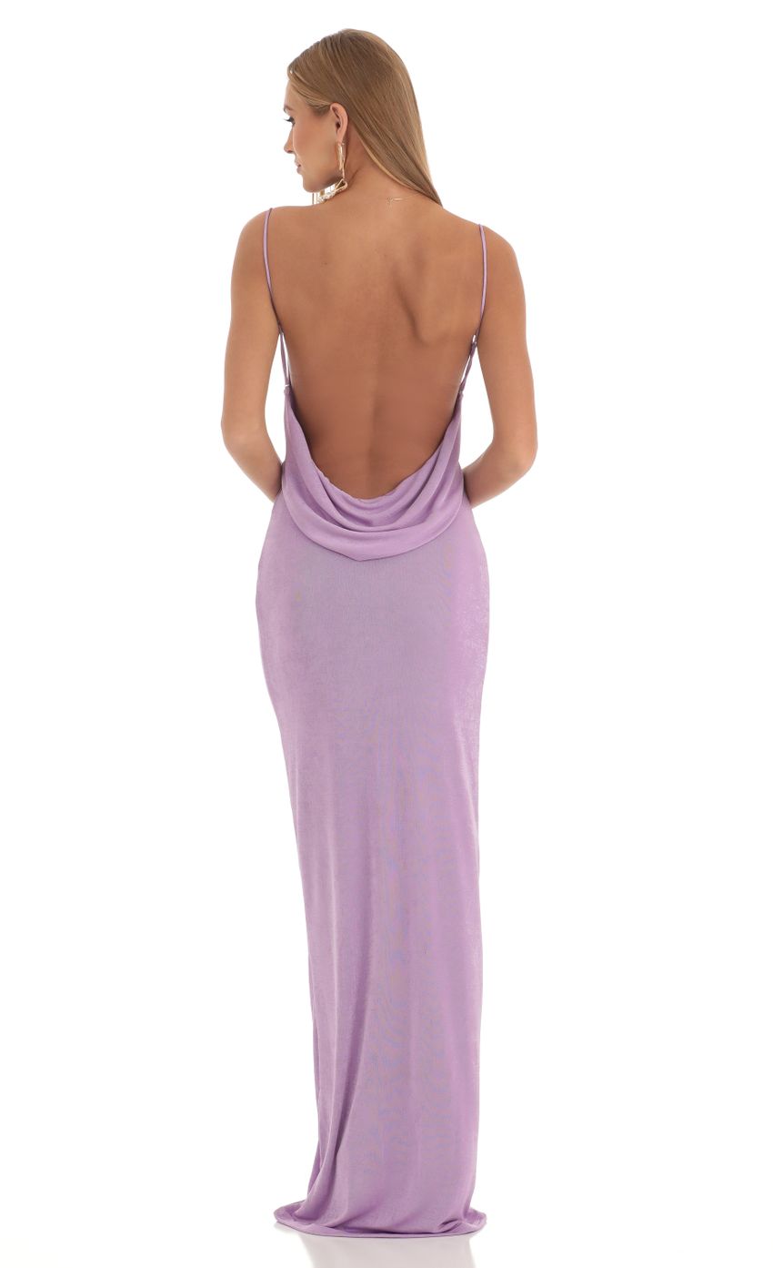 Lucy In The Sky Draped Back Maxi Dress in Purple