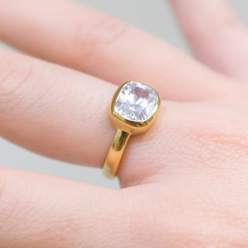 ARGENTO VIVO THE CUSHION BEZEL CZ RING