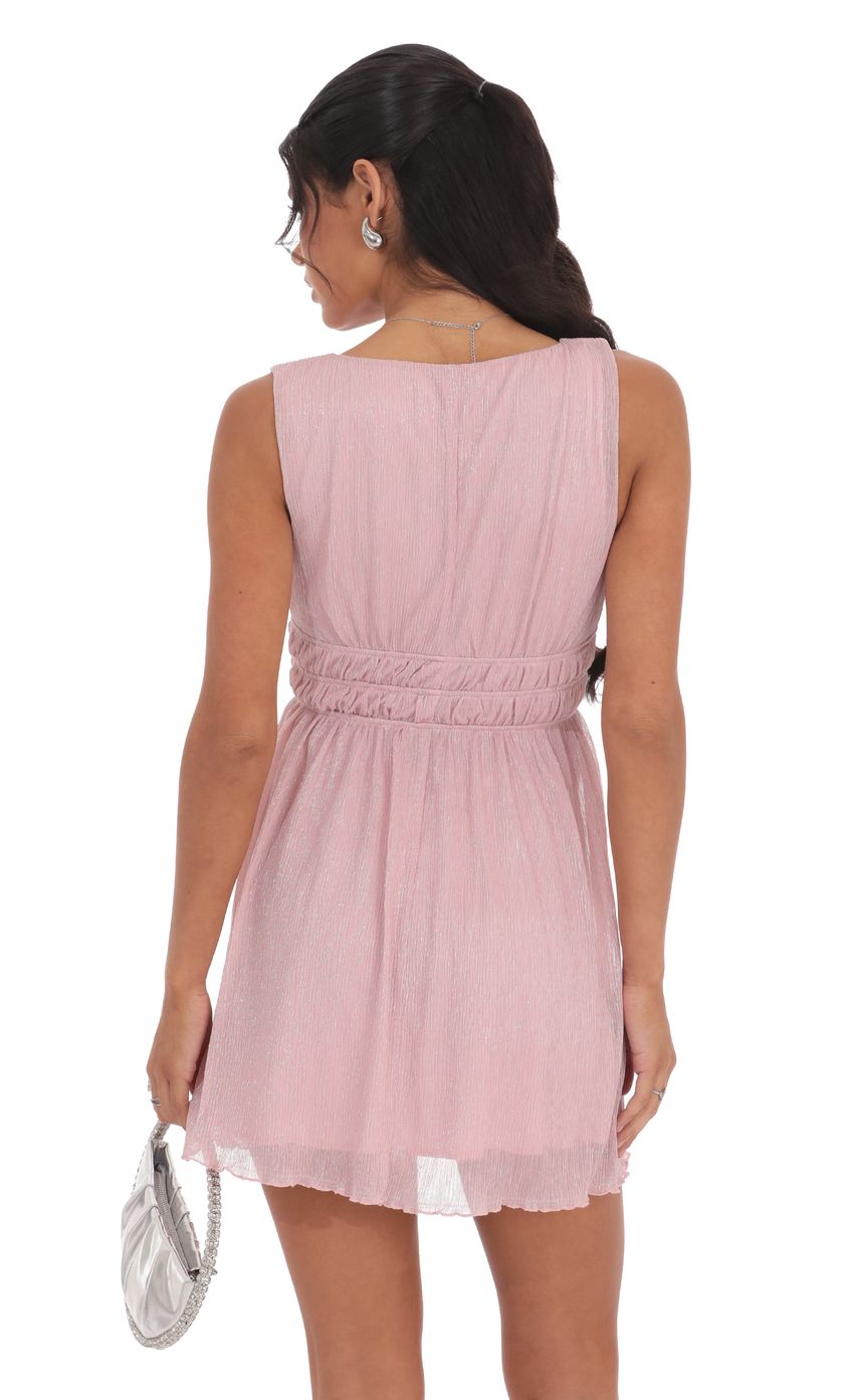 Lucy In The Sky Crinkle Shimmer A-line Dress in Pink