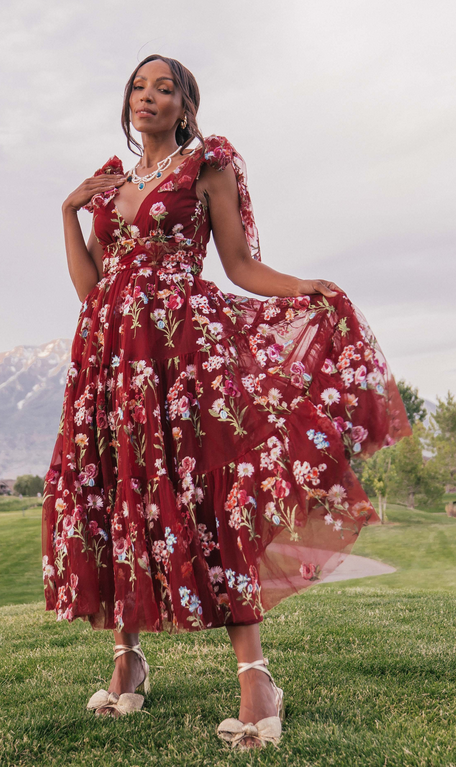 JessaKae Margaret Midi Dress - Red Dahlia