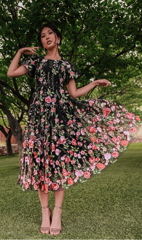 JessaKae Rose Dress - Maxi - Black