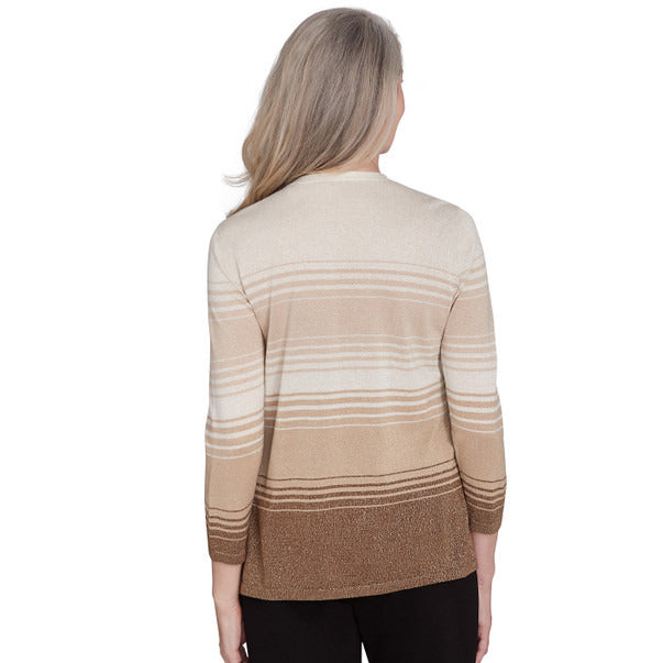 Alfred Dunner Women's Ombre Two In One Striped Sweater with Necklace
