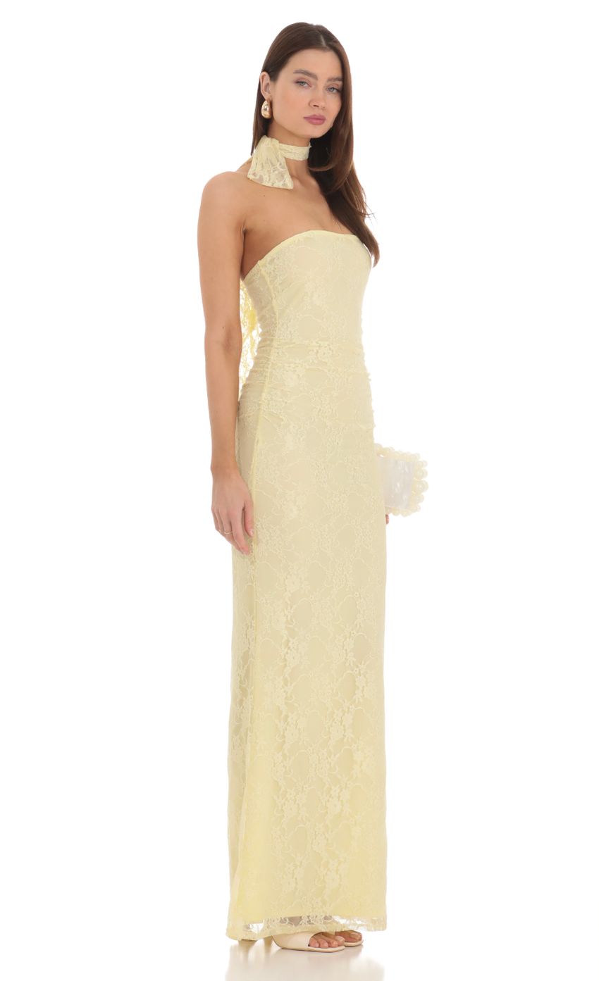 Lucy In The Sky Scarf Lace Maxi Dress in Yellow