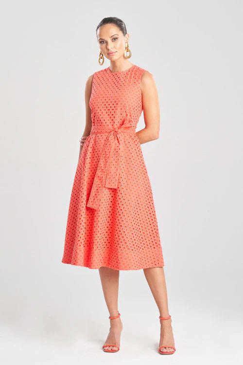 Natori Cotton Eyelet Belted Dress