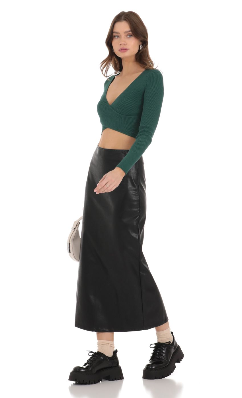 Lucy in the Sky Faux Leather Maxi Skirt in Black