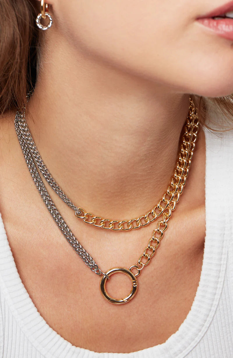 ARGENTO VIVO THE TWO TONE OPEN CIRCLE NECKLACE