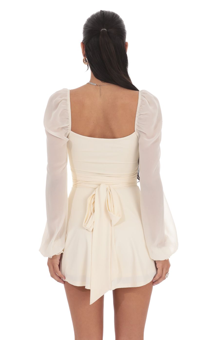 Lucy In The Sky Puff Sleeve Wrap Dress in Cream