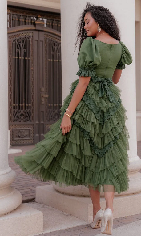 JessaKae Thumbelina Dress - Green Lace