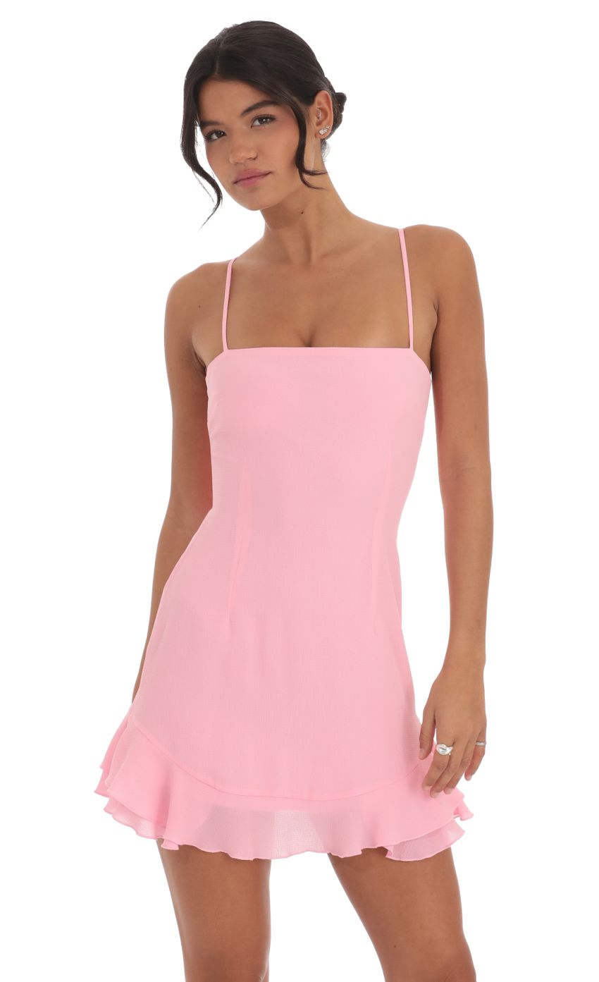 Lucy In The Sky Ruffle Dress in Pink