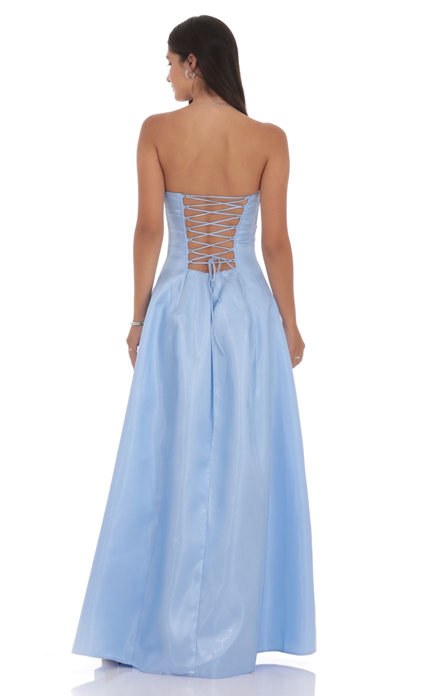 Lucy In The Sky Sheen Empire Waist Maxi Dress in Blue