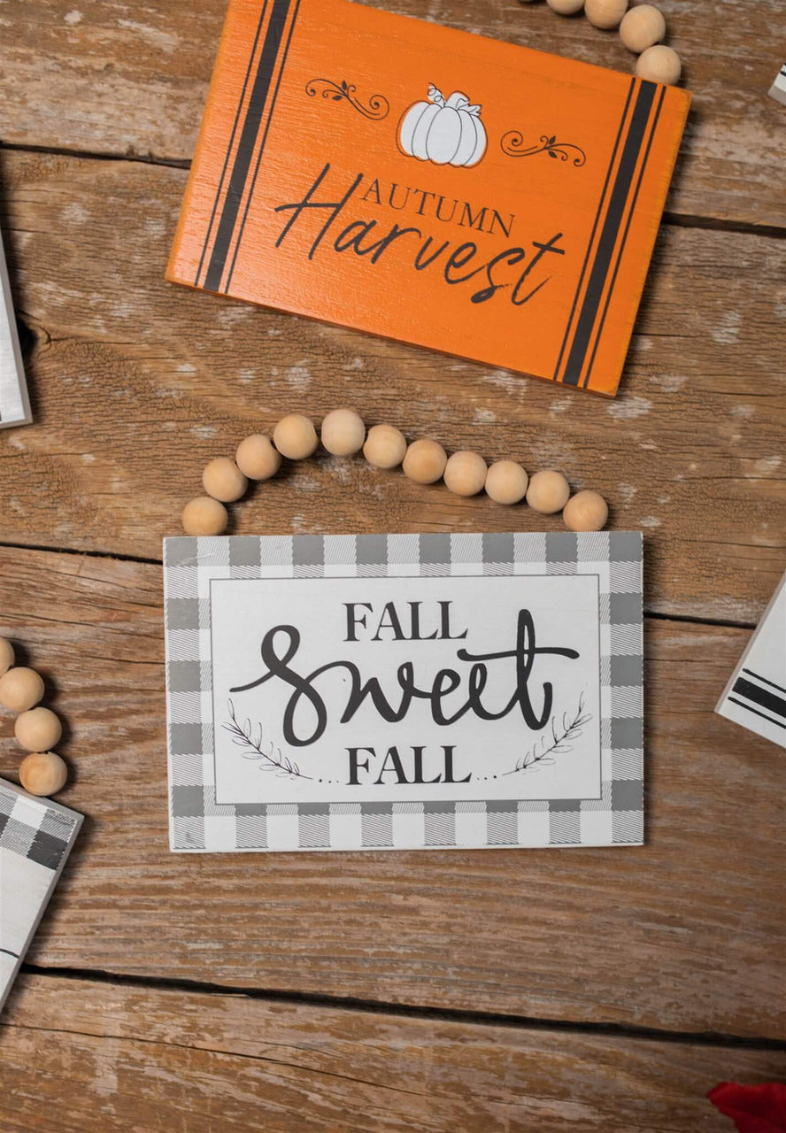 Decorator's Warehouse 6" Wood Harvest Sign with Beaded Hanger