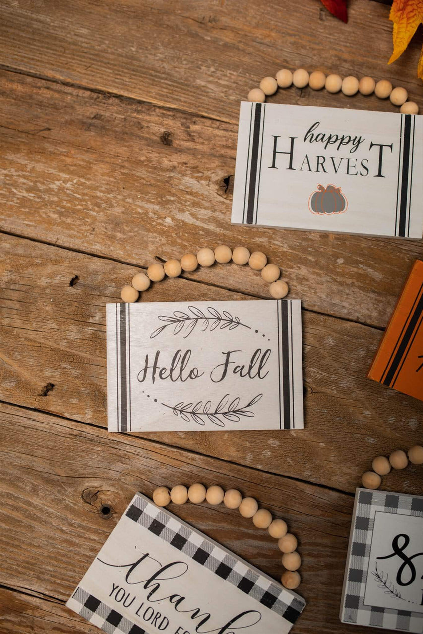 Decorator's Warehouse 6" Wood Harvest Sign with Beaded Hanger