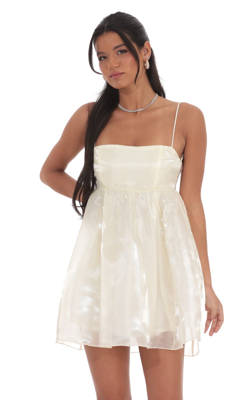 Lucy In The Sky Sheen Babydoll Dress in Cream