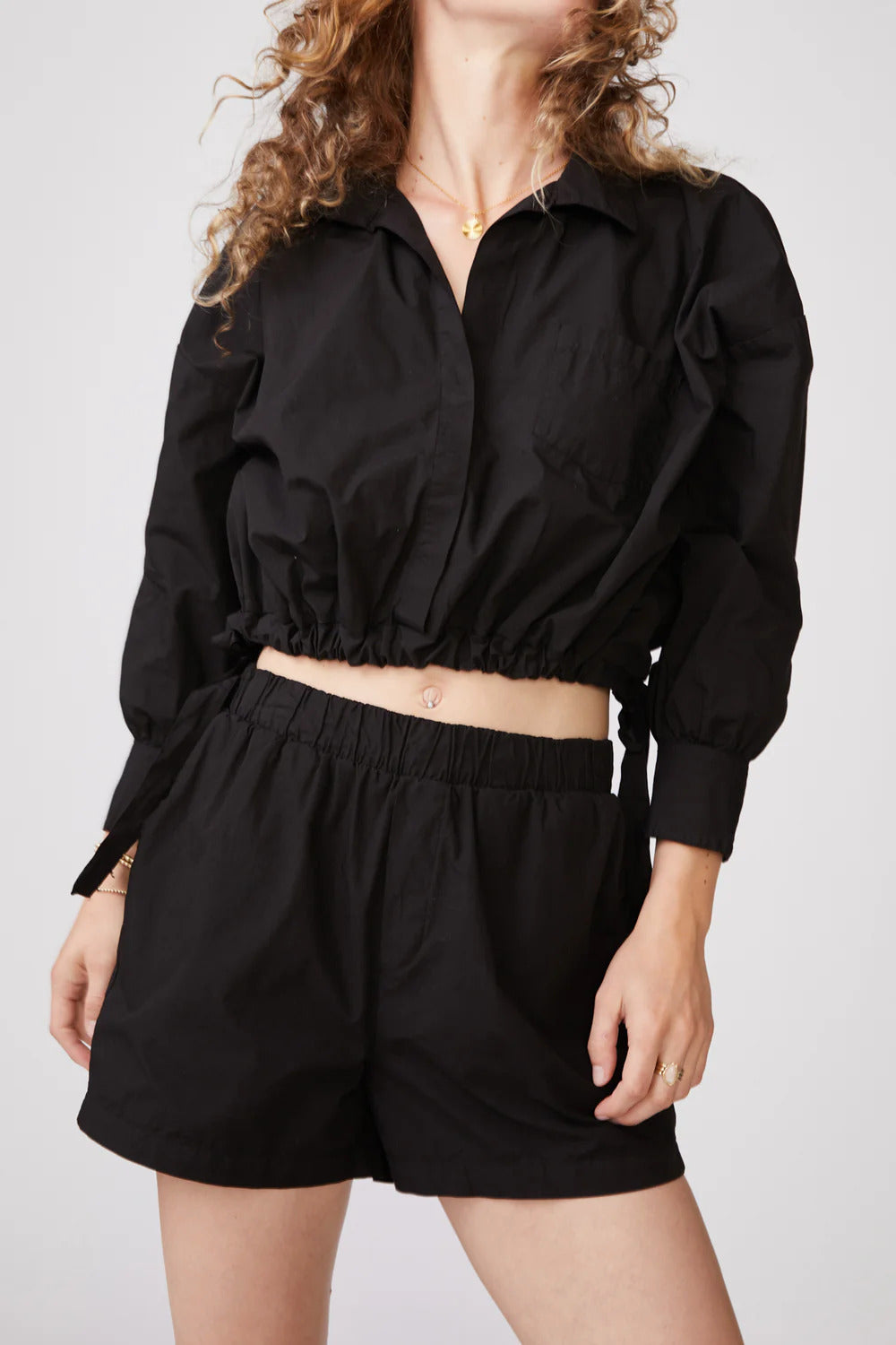 BAILEY/44 Women's Structured Poplin Boxer Short in Black