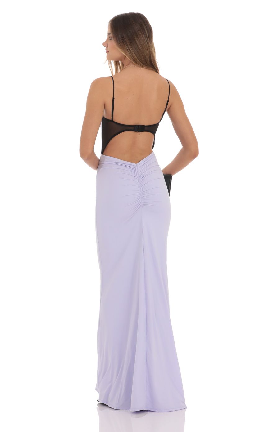 Lucy In The Sky Open Back Two-Toned Maxi Dress in Lavender