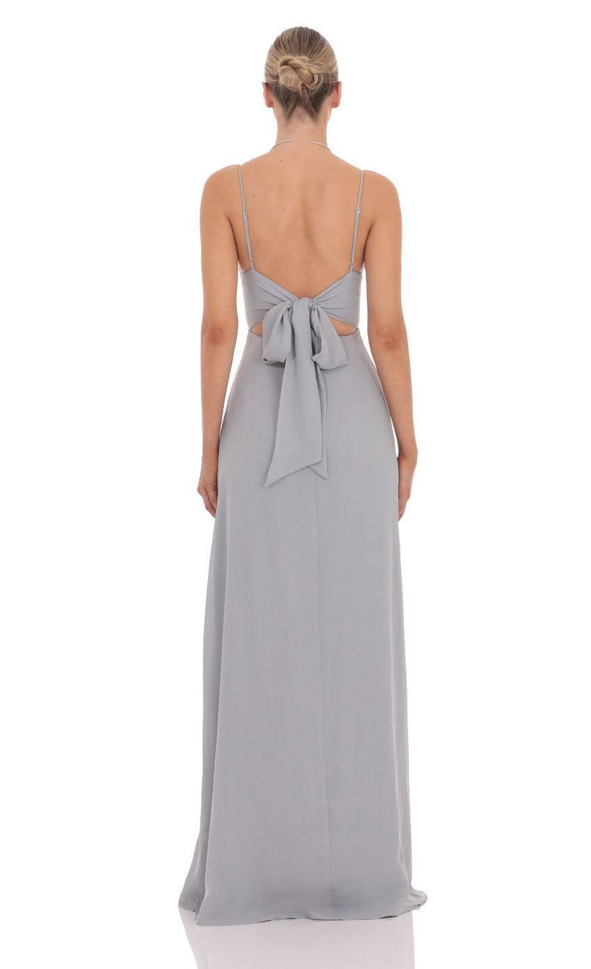 Lucy In The Sky Embroidered Floral Cutout Maxi Dress in Grey
