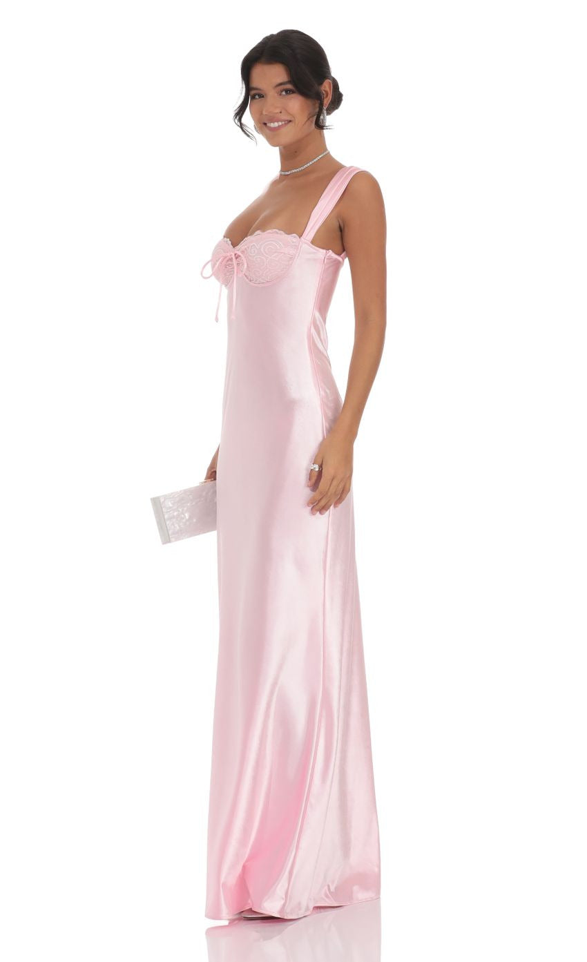 Lucy in the Sky Satin Lace-Bust Dress